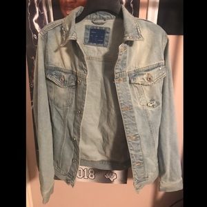 Zara Light Blue Distressed Denim Jacket